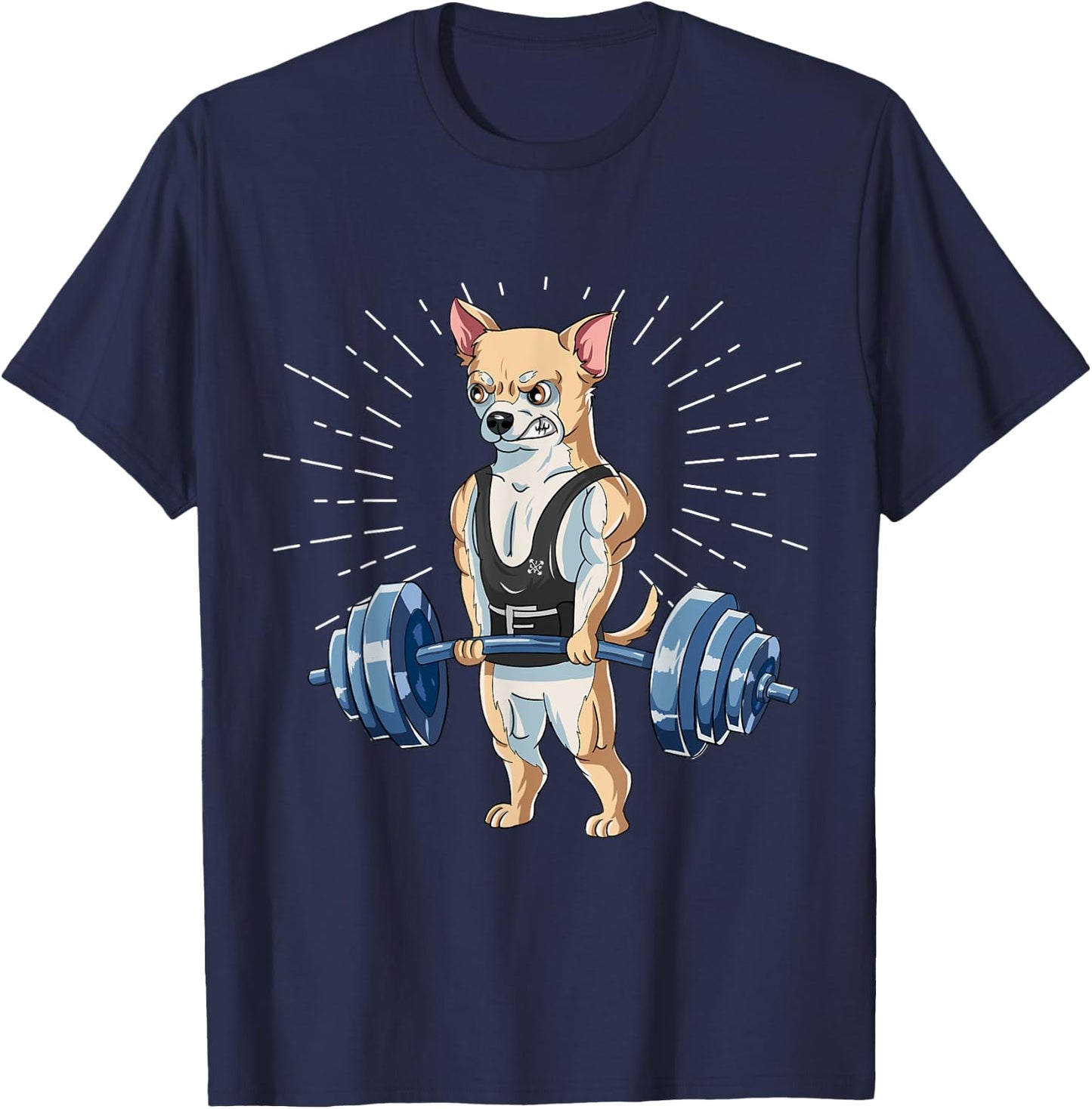 Chihuahua Deadlift Fitness Gym Weightlifting T-Shirt - T-Shirt | Navy