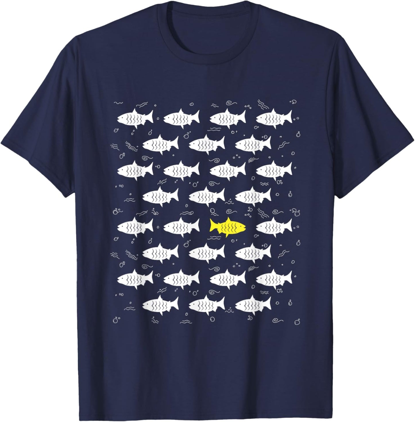 Fish Swimming Against the Ocean and against Current design T-Shirt - T-Shirt | Navy