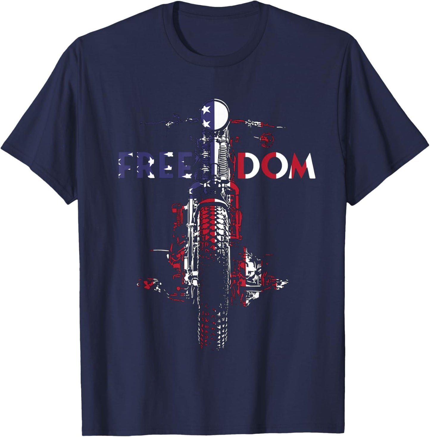 Freedom USA Flag Vintage Springer Bobber HD Motorcycle Biker Women Men T-Shirt - T-Shirt | Navy