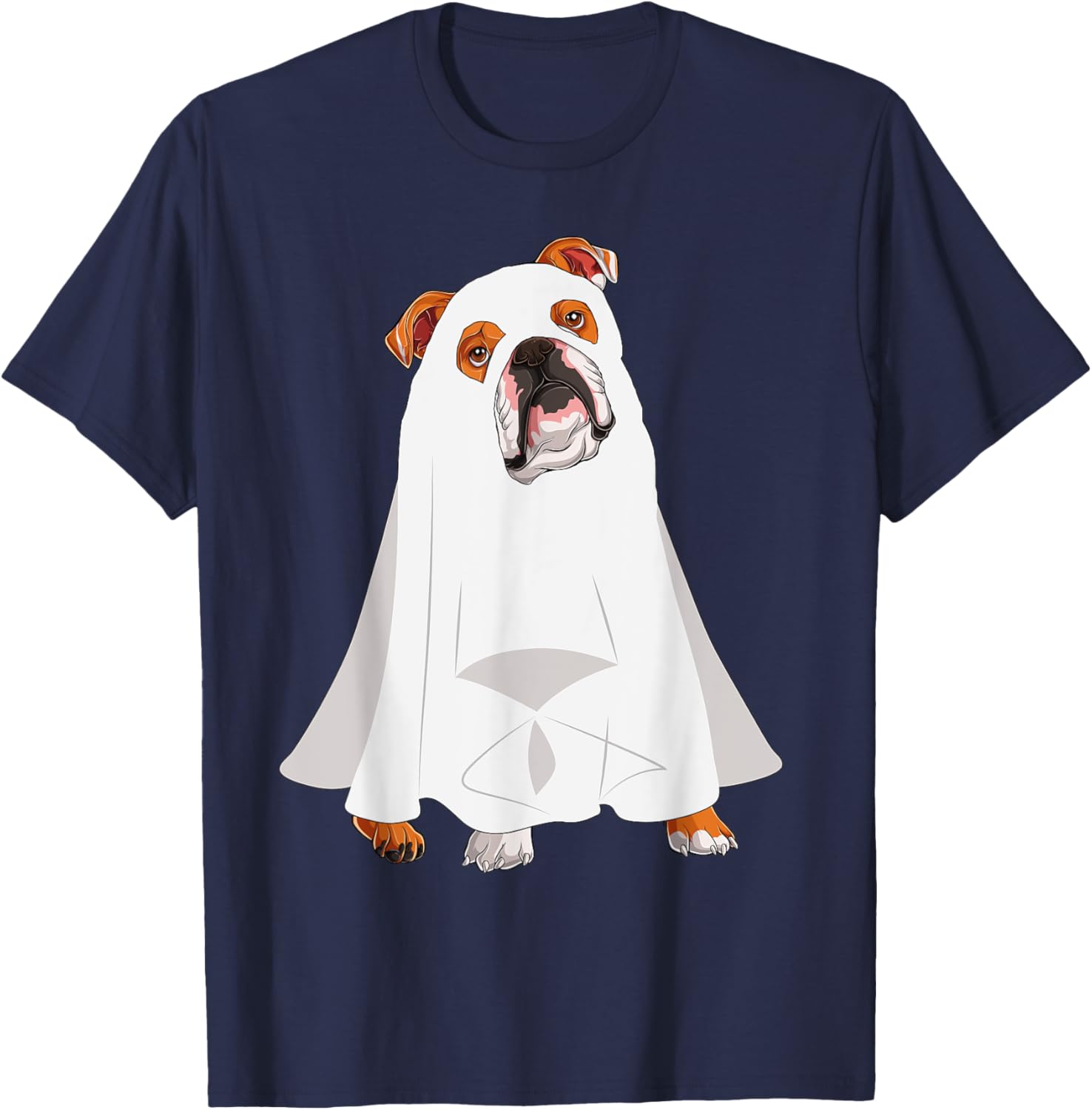 English Bulldog Ghost Pumpkin Halloween Fall Dog Lover Women T-Shirt - T-Shirt | Navy