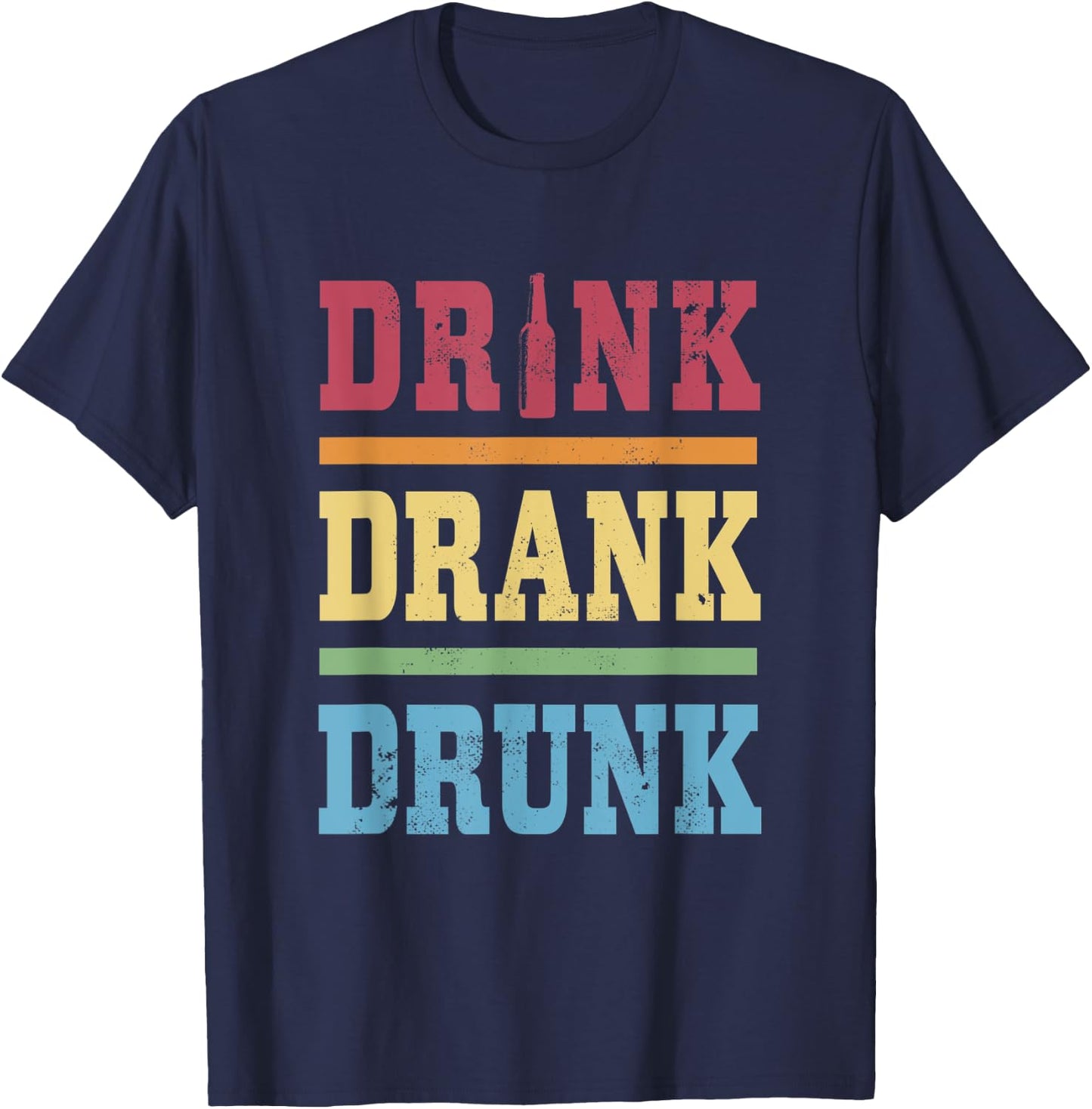 Retro Beer Drinker Drink Drank Drunk Funny T-Shirt - T-Shirt | Navy