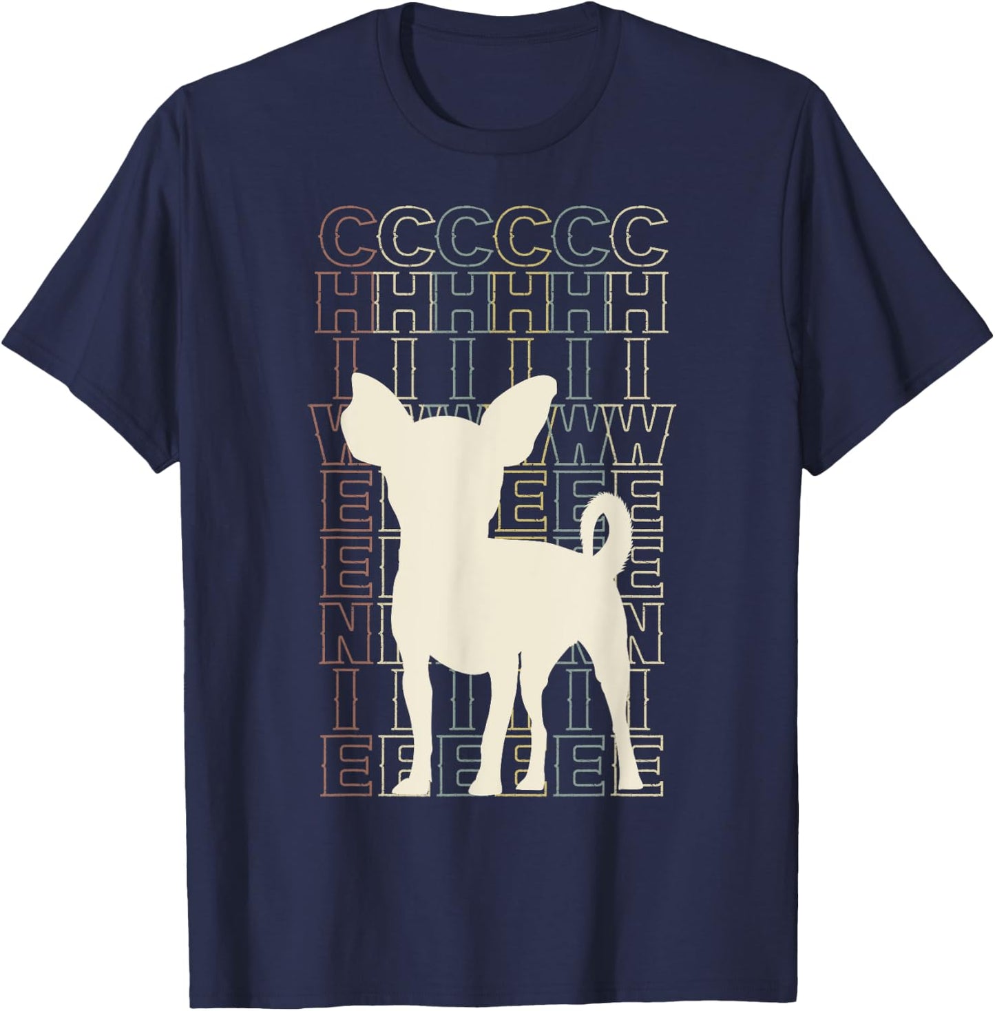 Cute Retro Chiweenie Silhouette Gift design for Chiweenies T-Shirt - T-Shirt | Navy