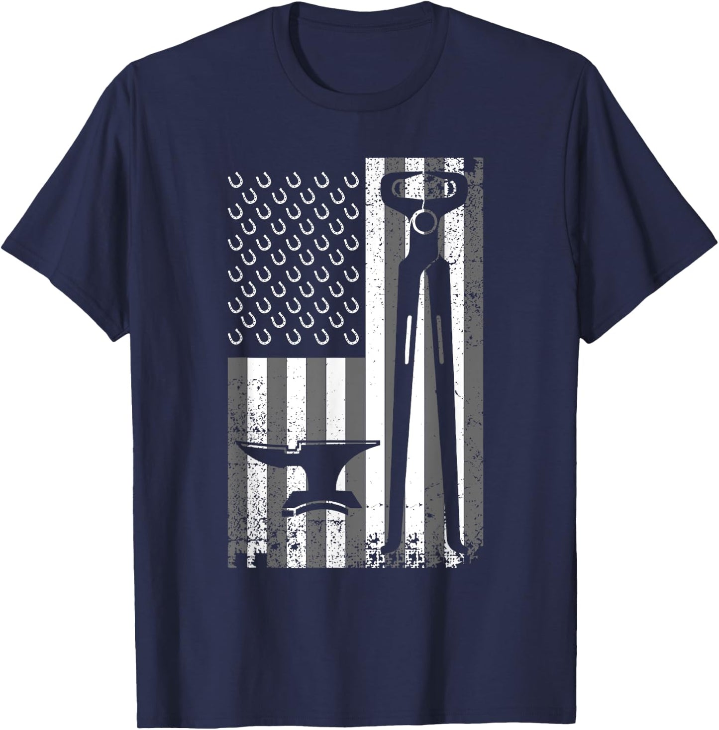 Funny Farrier Gift Cool Farrier Tools American Flag T-Shirt - T-Shirt | Navy
