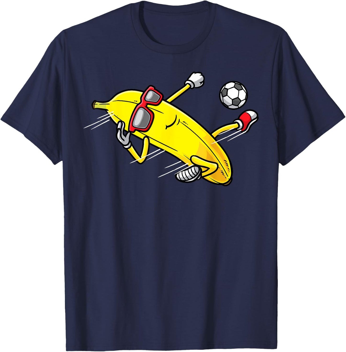 Banana Playing Soccer Fruit Soccer Player T-Shirt - T-Shirt | Navy