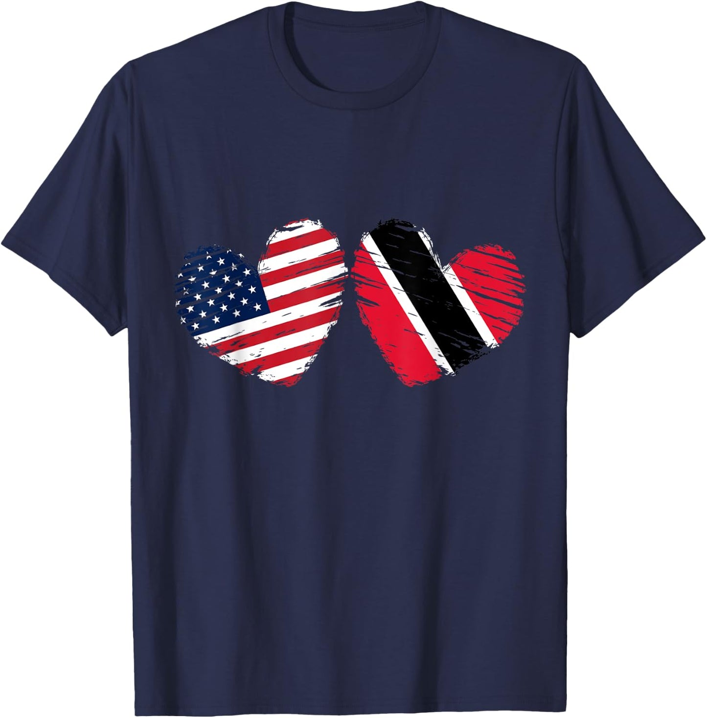 USA Trinidad and Tobago Flag Heart Trinbagonian American T-Shirt - T-Shirt | Navy