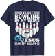Funny Bowling Gift Women Cute Bowler And Jesus Love T-Shirt - T-Shirt | Navy