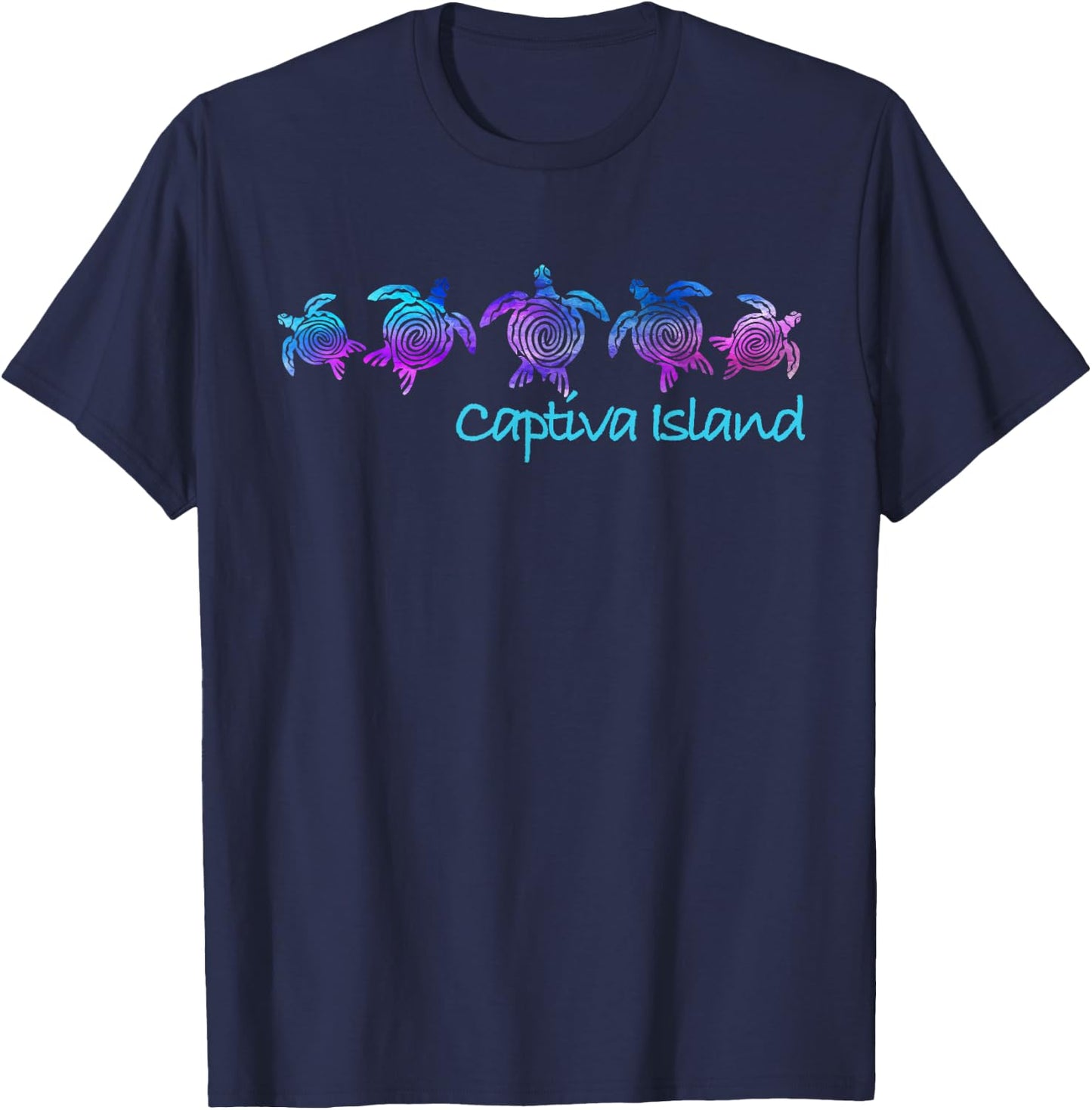 Captiva Island Beach Design / Tribal Turtle Gift T-Shirt - T-Shirt | Navy
