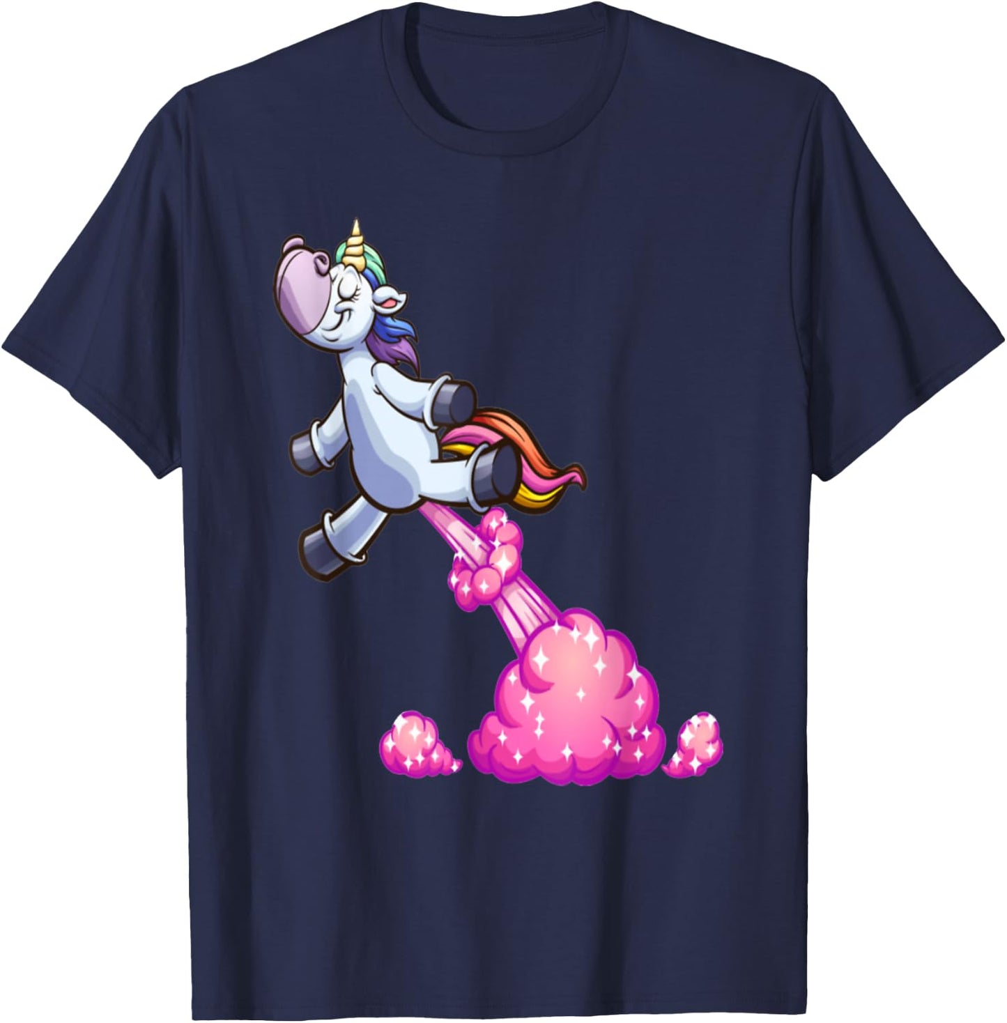 Farting Unicorn Funny Unicorn Rainbow Farts T-Shirt - T-Shirt | Navy