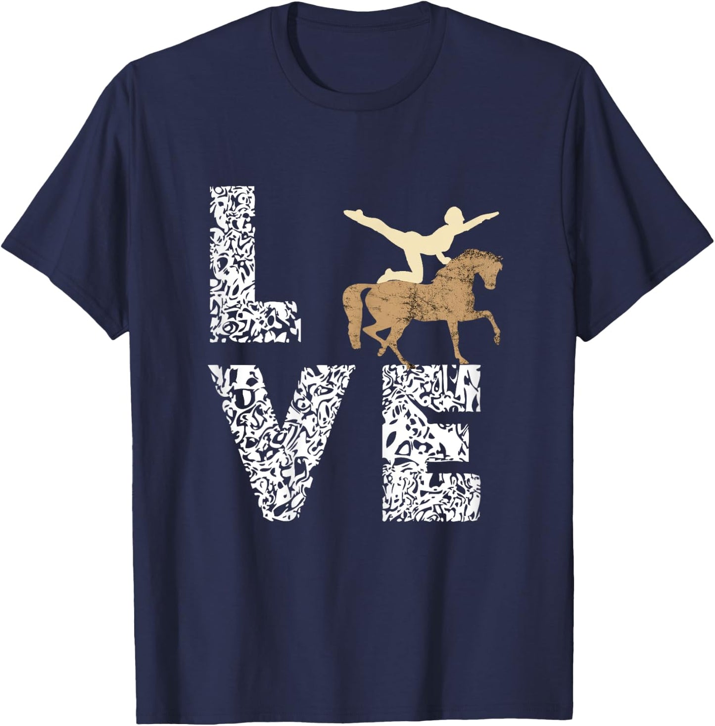 Pferdesport Reitsport Pferdenarr Vaulting Horses Acrobatics Gymnastics - Women's X-Small Black Short Sleeve Classic Fit Horse Riding T-Shirt - T-Shirt | Navy