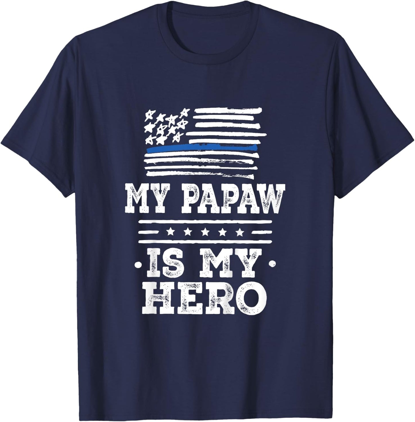 Kids Police Officer Papaw is my Hero T-Shirt - T-Shirt | Navy
