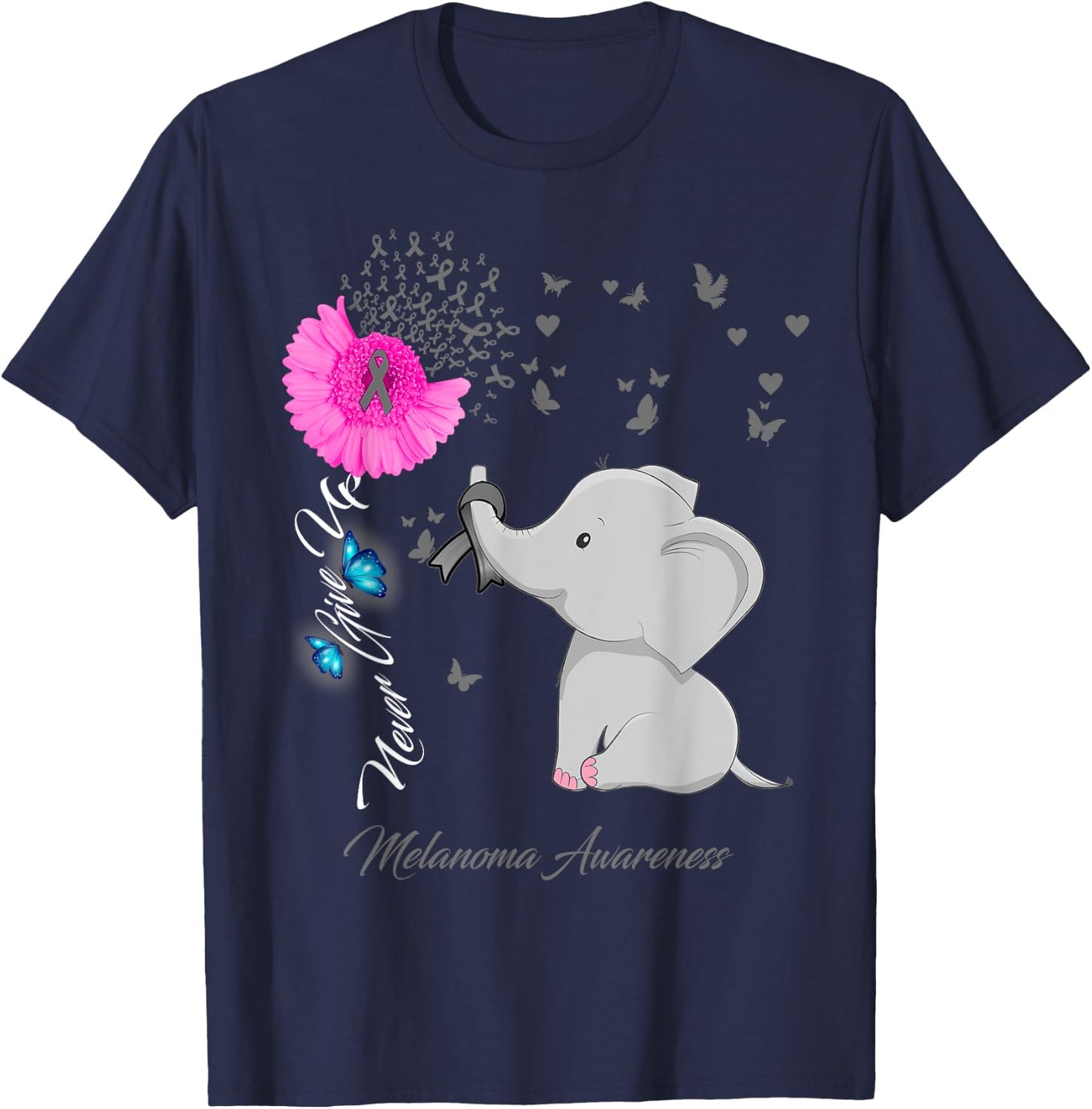 Elephant Melanoma Awareness - Melanoma Ribbon Gifts T-Shirt - T-Shirt | Navy