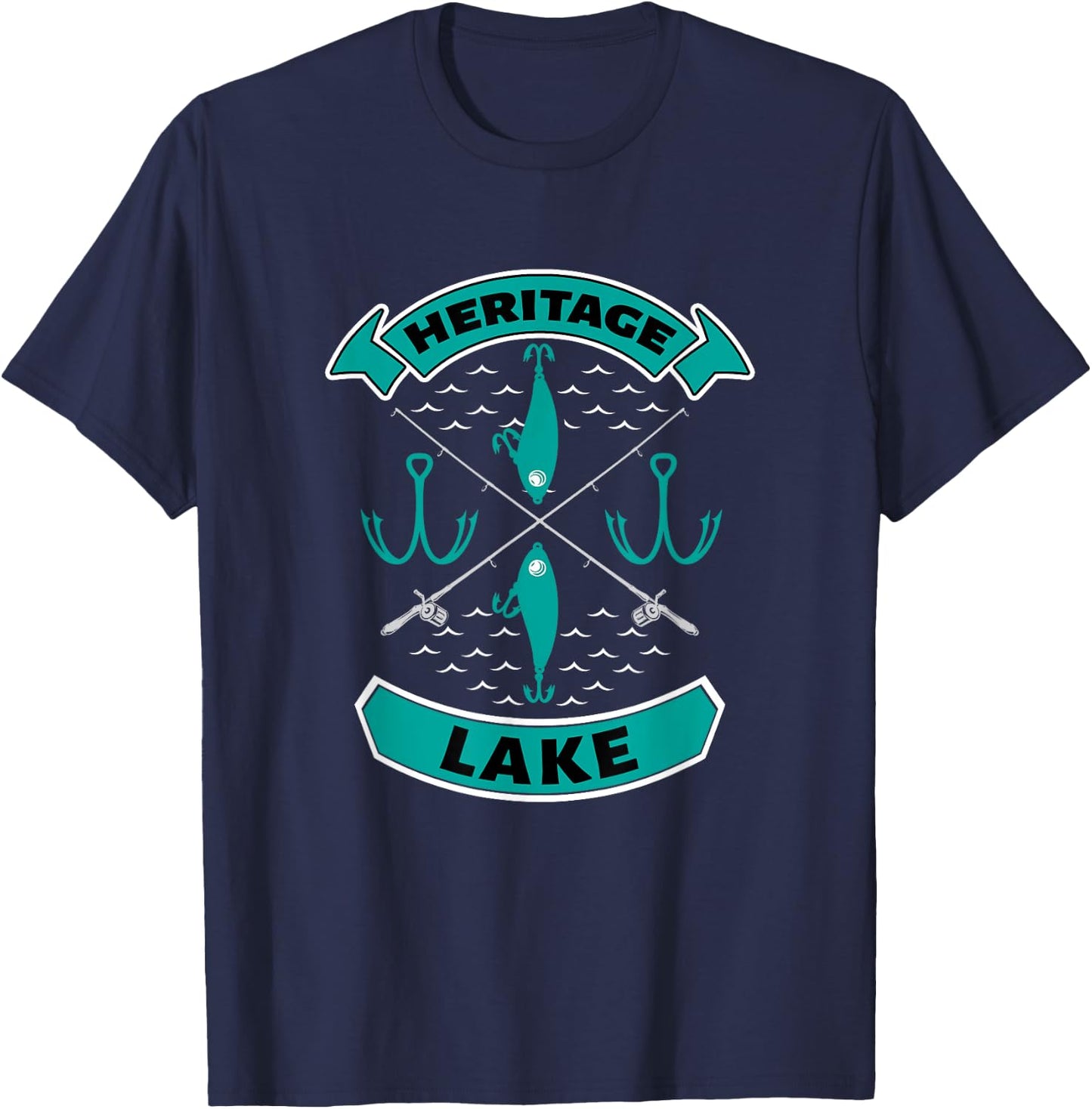 Heritage Lake Indiana Bass Fishing T-Shirt - T-Shirt | Navy