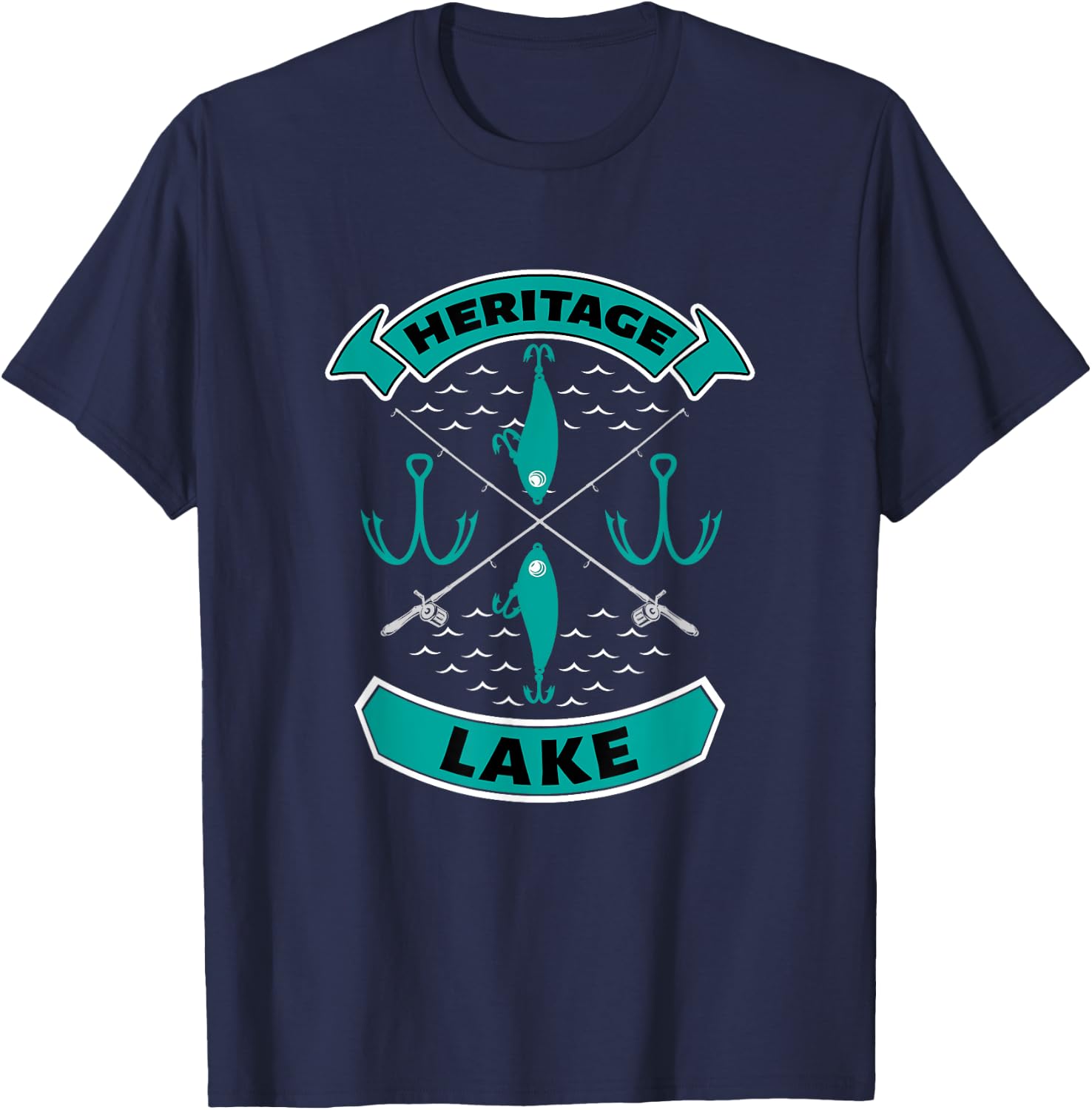 Heritage Lake Indiana Bass Fishing T-Shirt - T-Shirt | Navy