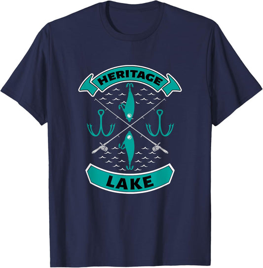 Heritage Lake Indiana Bass Fishing T-Shirt - T-Shirt | Navy