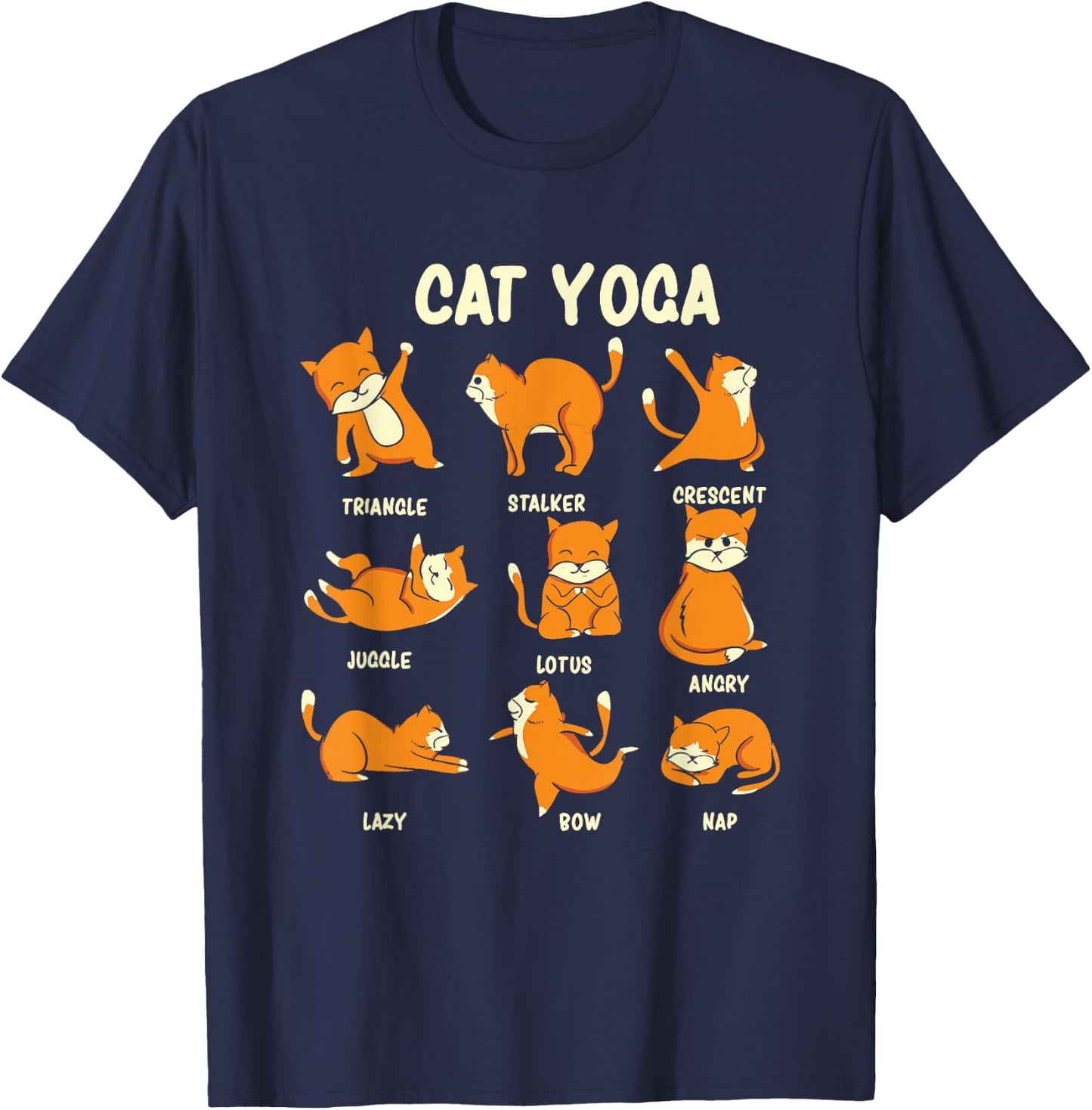 Funny Cat Yoga Poses Kitten Meditation T-Shirt - T-Shirt | Navy