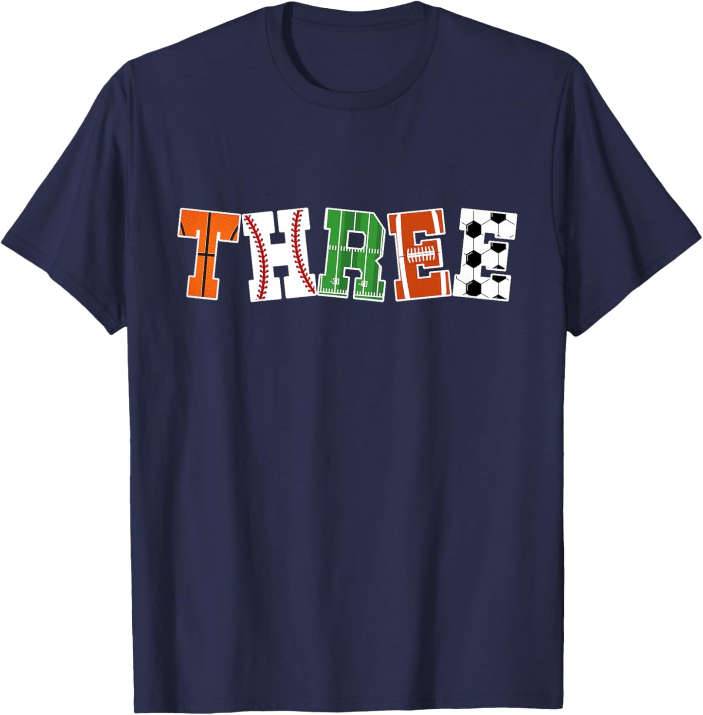 Kids 3rd Birthday Sports Birthday Party 3 Year Old Boy T-Shirt - T-Shirt | Navy