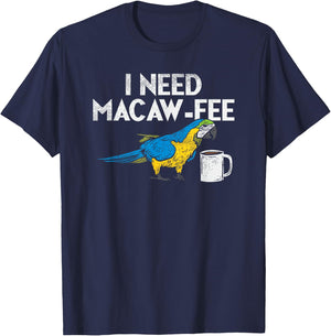 Funny Parrot Macaw And Coffee I Scarlet Macaw Owner T-Shirt - T-Shirt | Navy