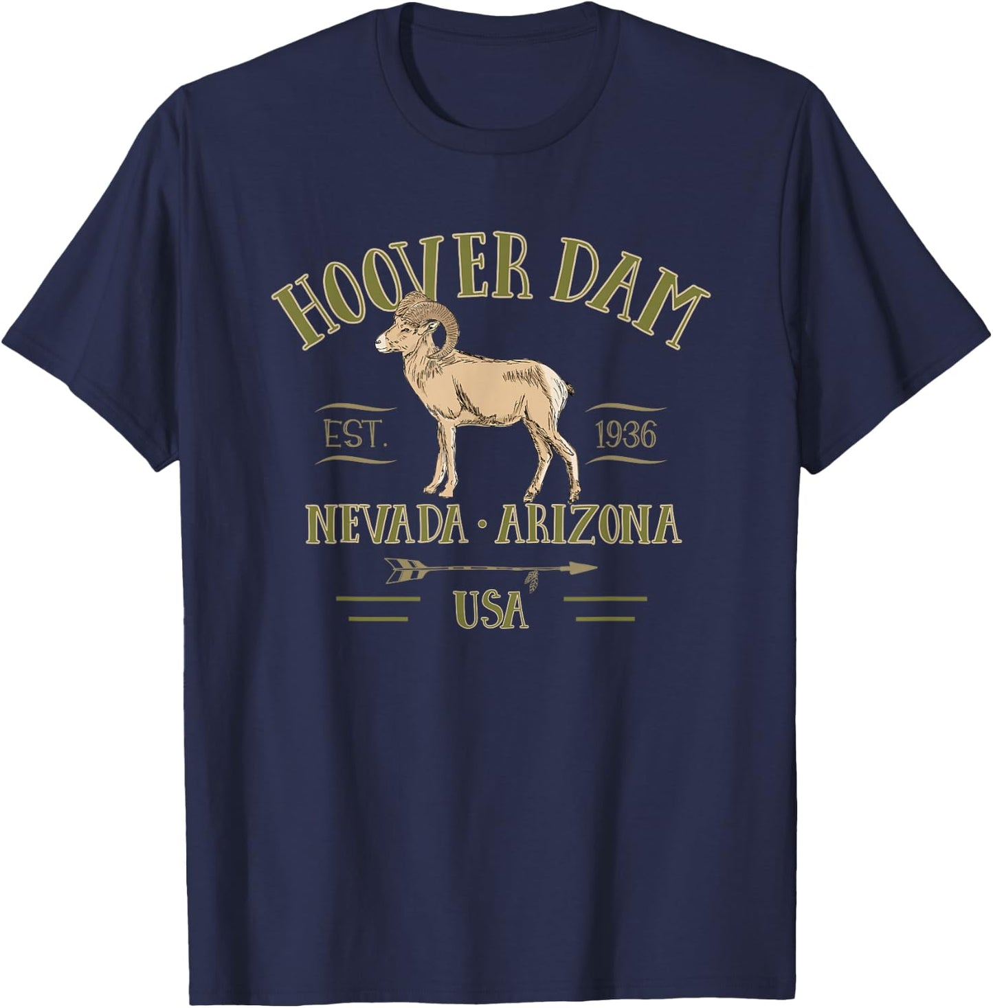 Hoover Dam Bigorn Sheep Nevada Arizona Souvenir T-Shirt - T-Shirt | Navy