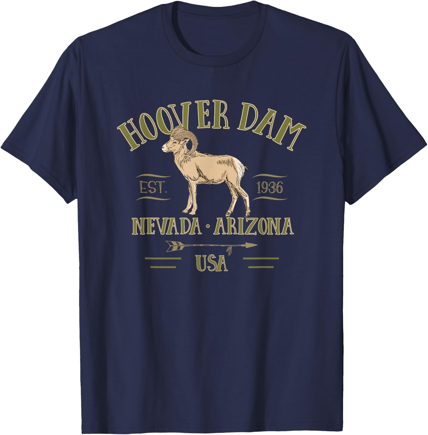 Hoover Dam Bigorn Sheep Nevada Arizona Souvenir T-Shirt - T-Shirt | Navy