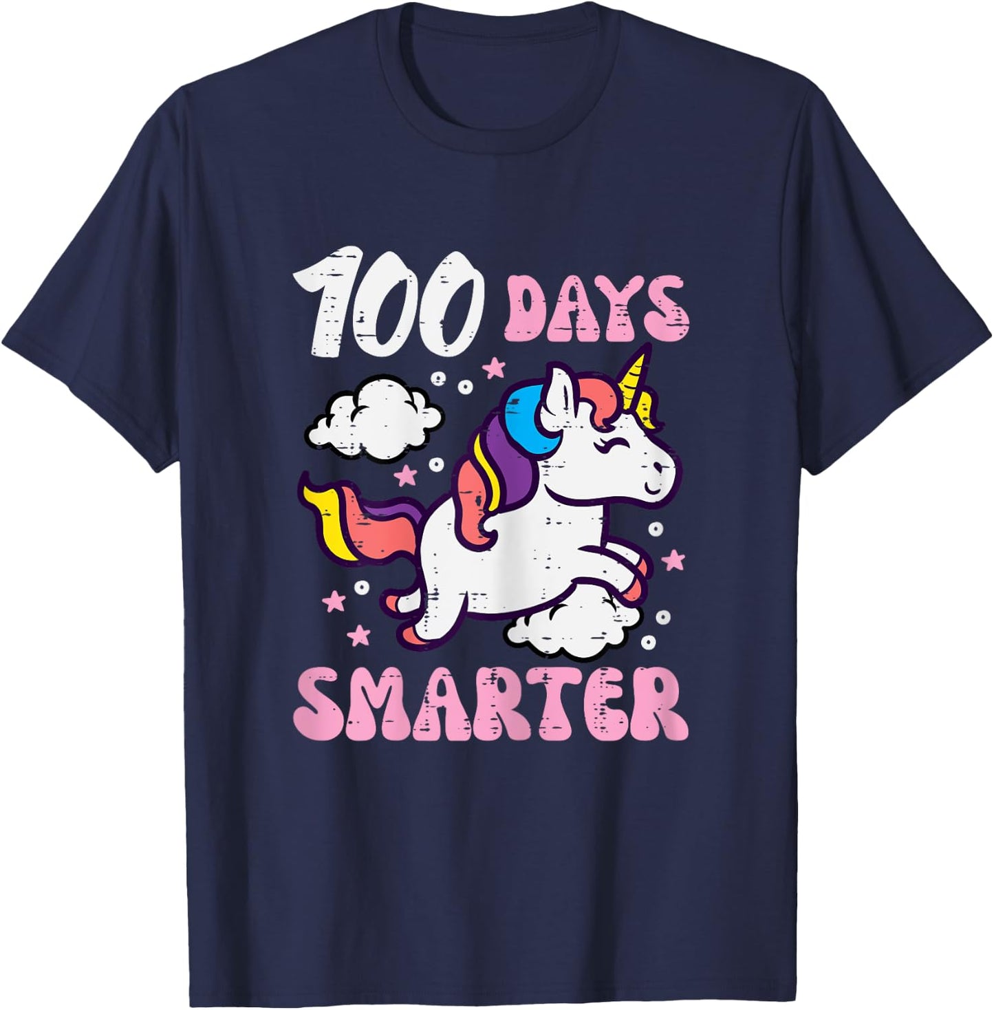 100 Days Smarter Unicorn 100th Day School Toddler Girls Kids T-Shirt - T-Shirt | Navy