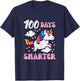 100 Days Smarter Unicorn 100th Day School Toddler Girls Kids T-Shirt - T-Shirt | Navy