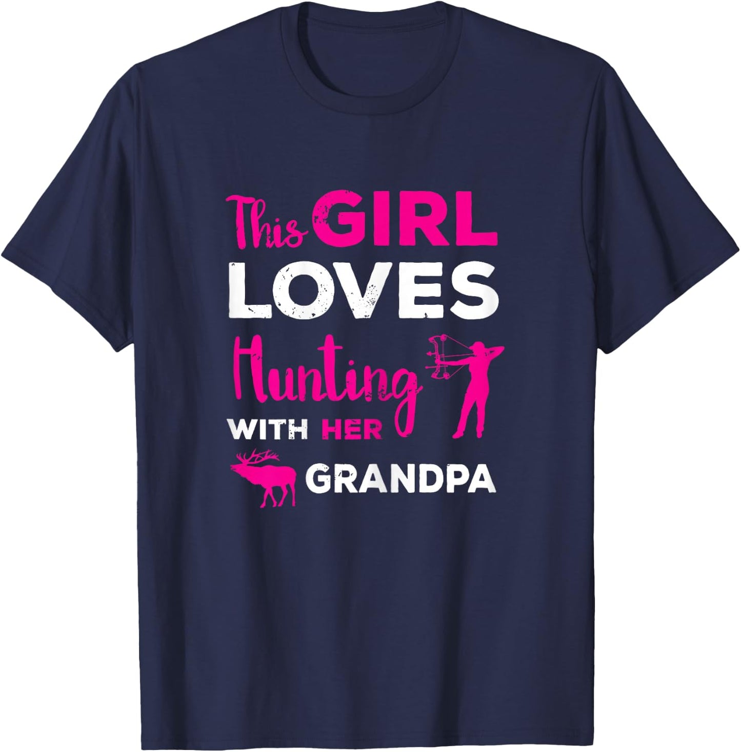 Cute Girls Hunting Gift Grandpa Hunting Granddaughter Hunter T-Shirt - T-Shirt | Navy