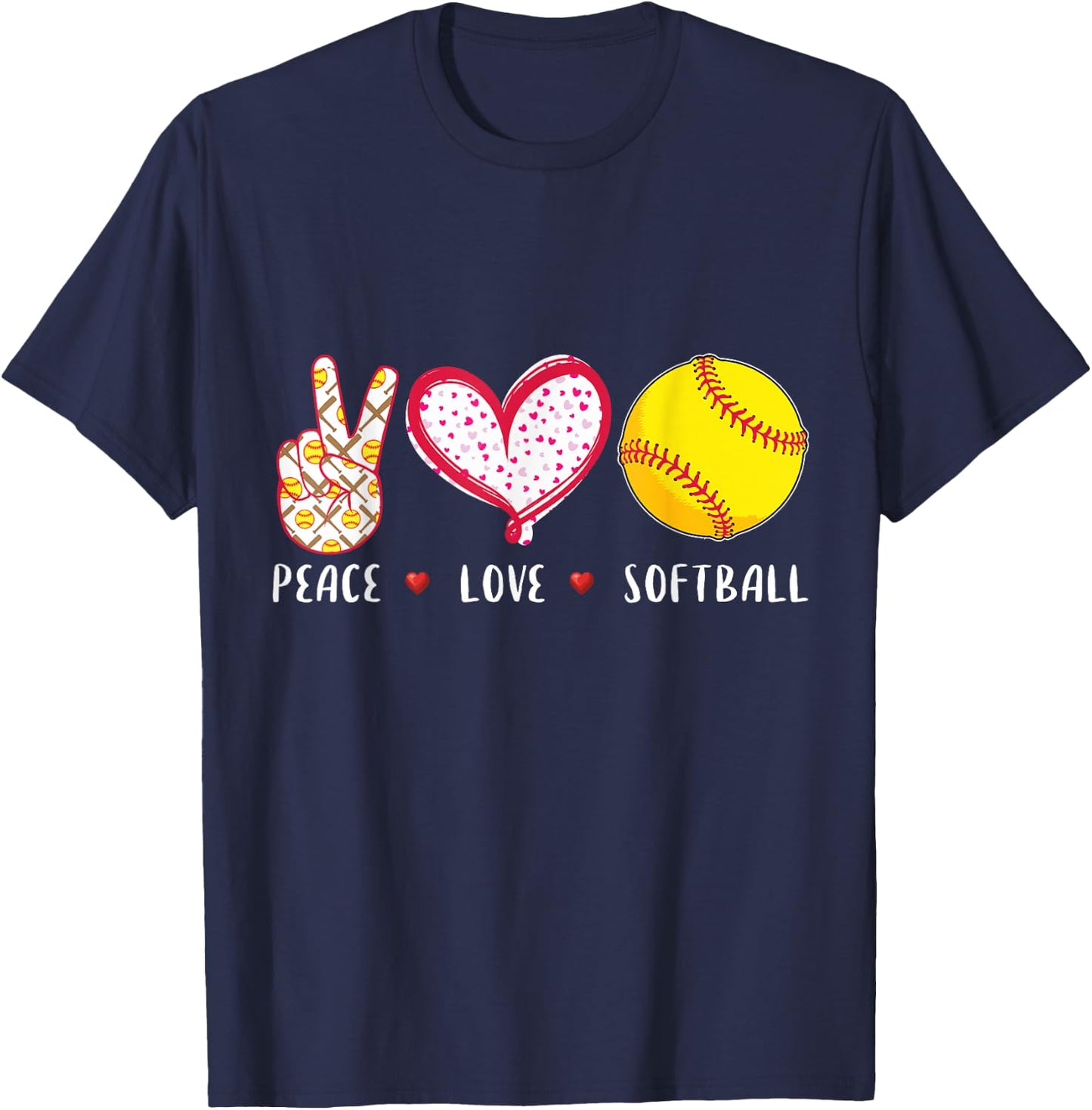 peace love softball Gift coach T-Shirt - T-Shirt | Navy