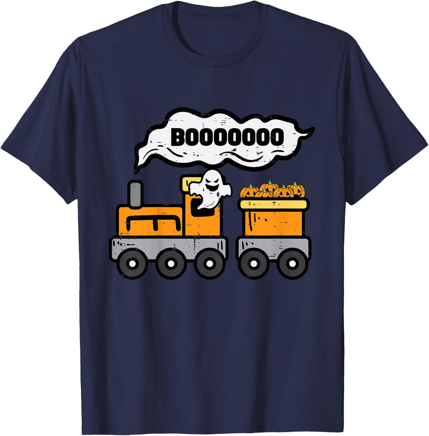 Kids Halloween Train Boo Ghost Costume Boys Kids Toddler Youth T-Shirt - T-Shirt | Navy