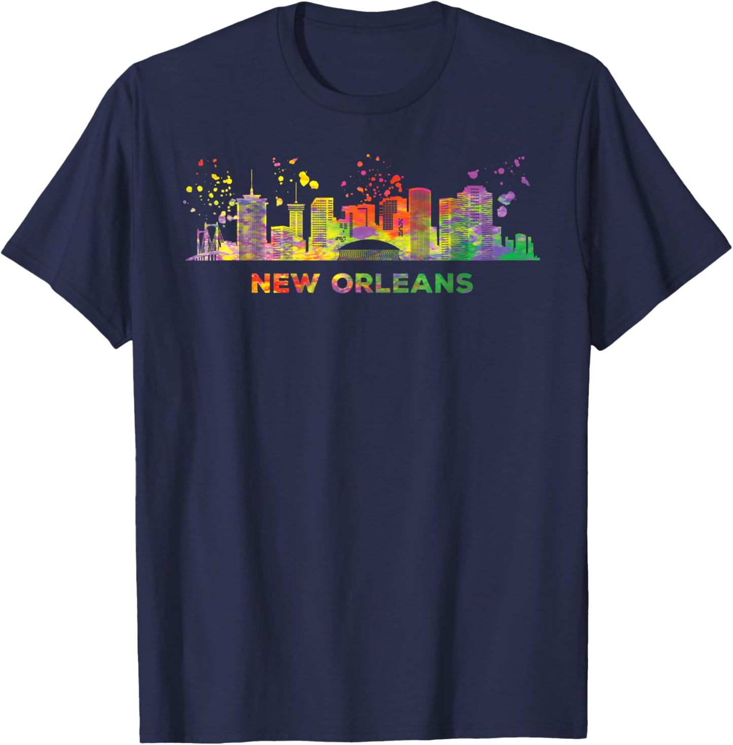 New Orleanian Skyline Colorful Cityscape New Orleans T-Shirt - T-Shirt | Navy