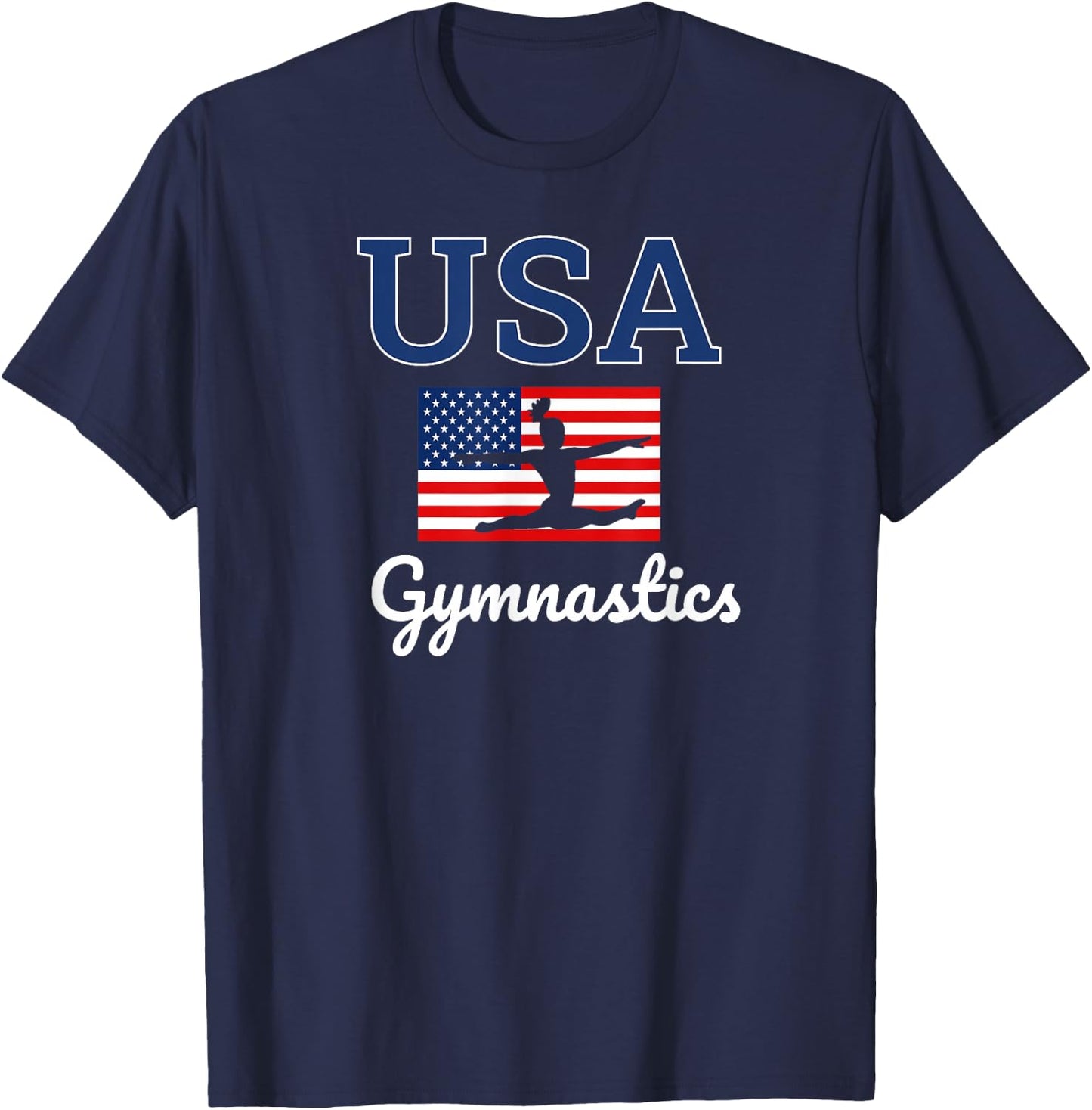 Girl Tumbling Team Gear Gymnast Gymnastics USA American Flag T-Shirt - T-Shirt | Navy