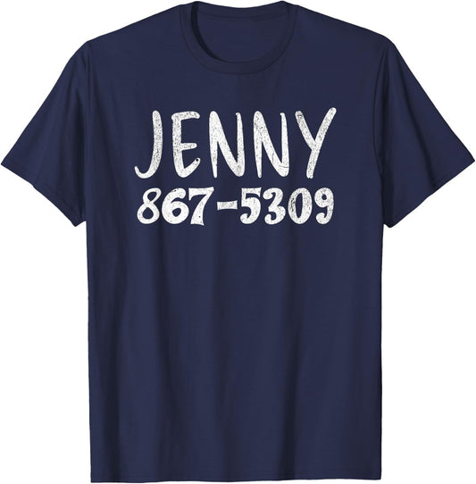 Jenny Phone Number 867-5309 Funny Rock Music T-Shirt - T-Shirt | Navy