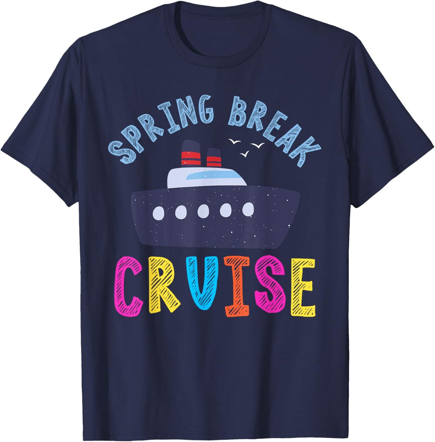 Spring Break Cruise 2024 Kids Boy Girl Family Vacation Trip T-Shirt - T-Shirt | Navy