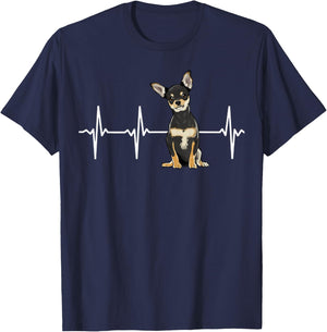 Black Chihuahua Heartbeat Dog Lover Men Women Kids T-Shirt - T-Shirt | Navy