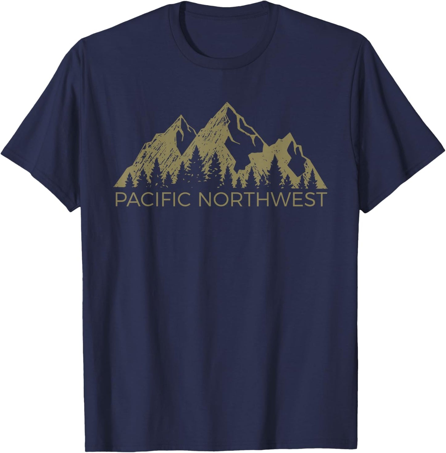 Pacific Northwest Mountain | PNW Pacific Northwest ,Black,Small T-Shirt - T-Shirt | Navy
