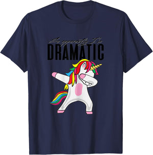 So Apparently I'm Dramatic Kids Women Cute Unicorn Dabbing T-Shirt - T-Shirt | Navy