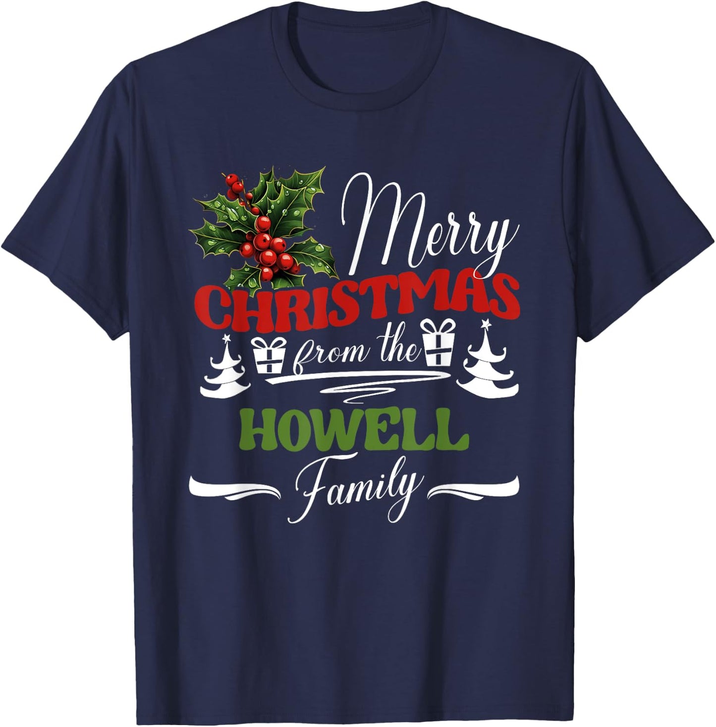 Howell Family Christmas Costume Mistletoe Group Matching T-Shirt - T-Shirt | Navy