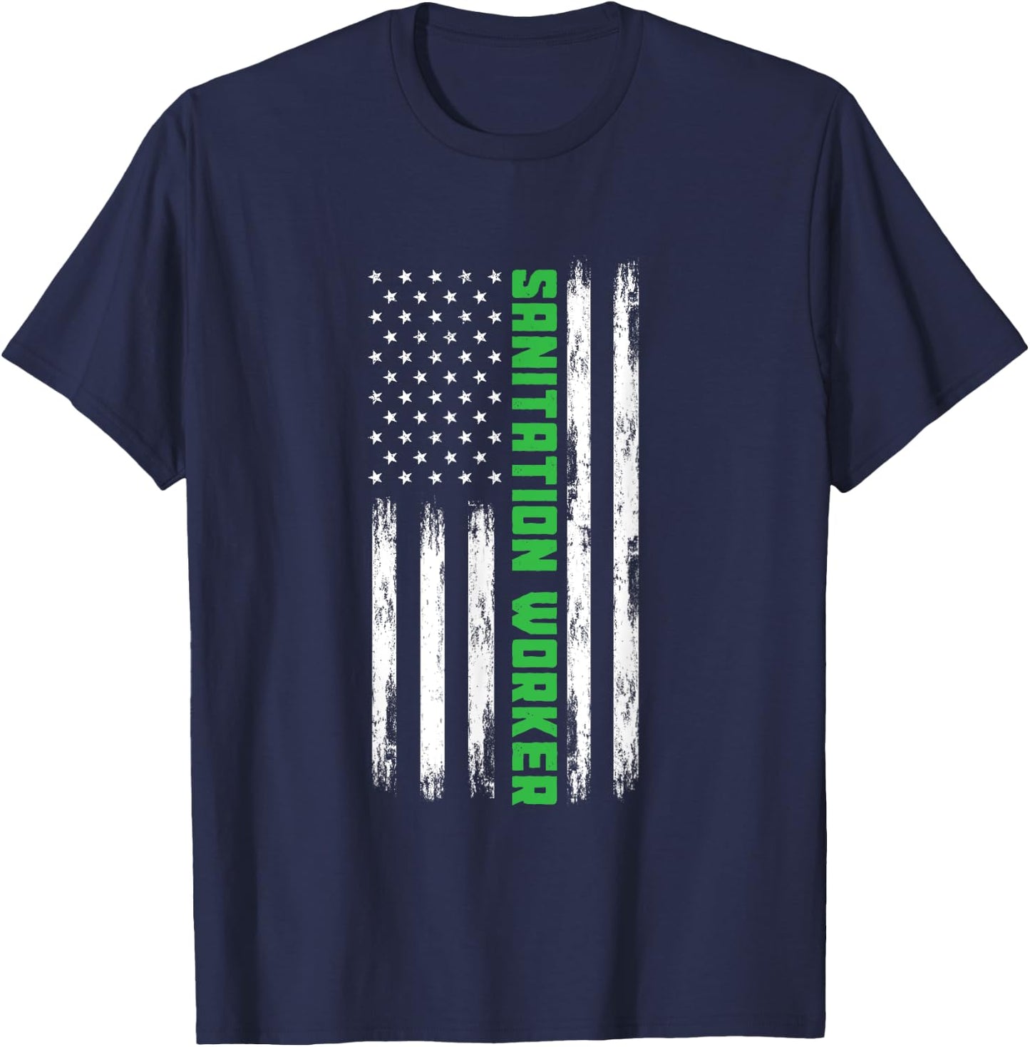 Sanitation Worker American Flag Funny Street Cleaner Men T-Shirt - T-Shirt | Navy