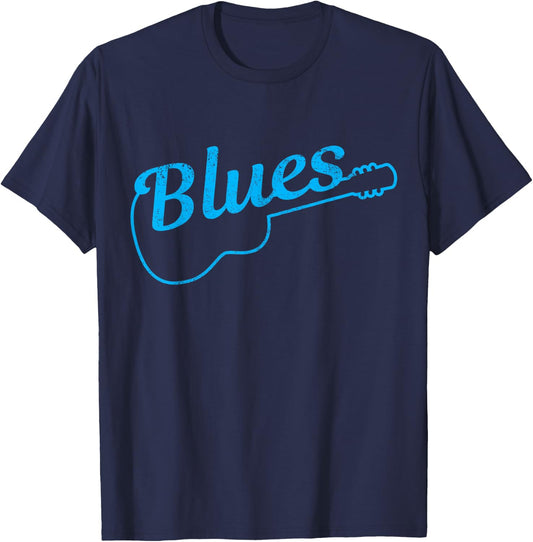 Blues Music Guitar Guitar Musician Vintage T-Shirt - T-Shirt | Navy