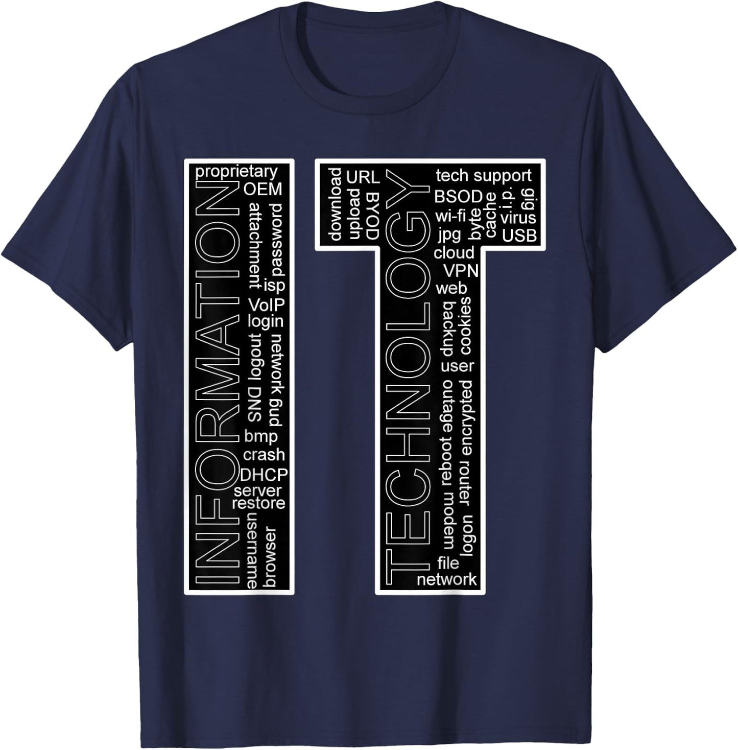 IT - Information Technology Vocabulary T-Shirt - T-Shirt | Navy