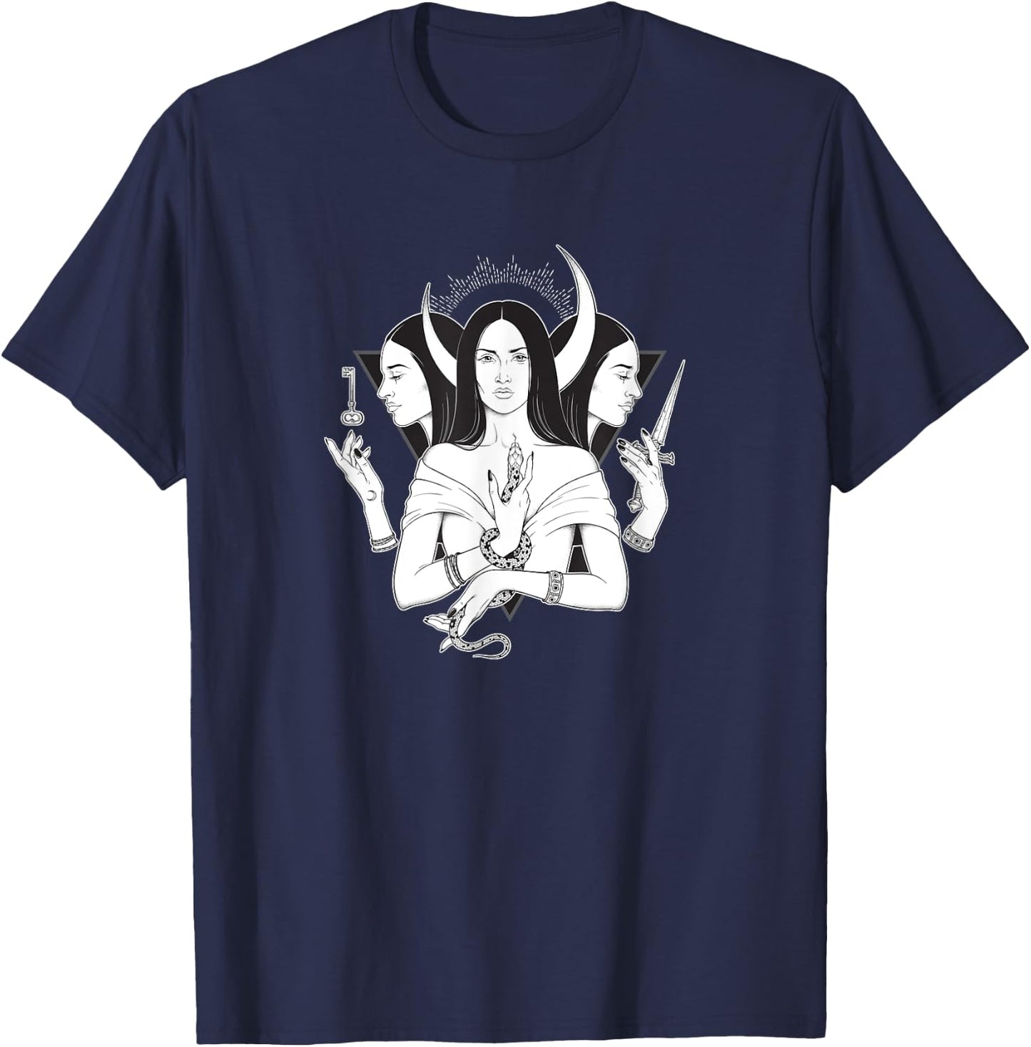 Goddess Hecate Triple Moon Goddess Pagan Wicca Triple Moon T-Shirt - T-Shirt | Navy