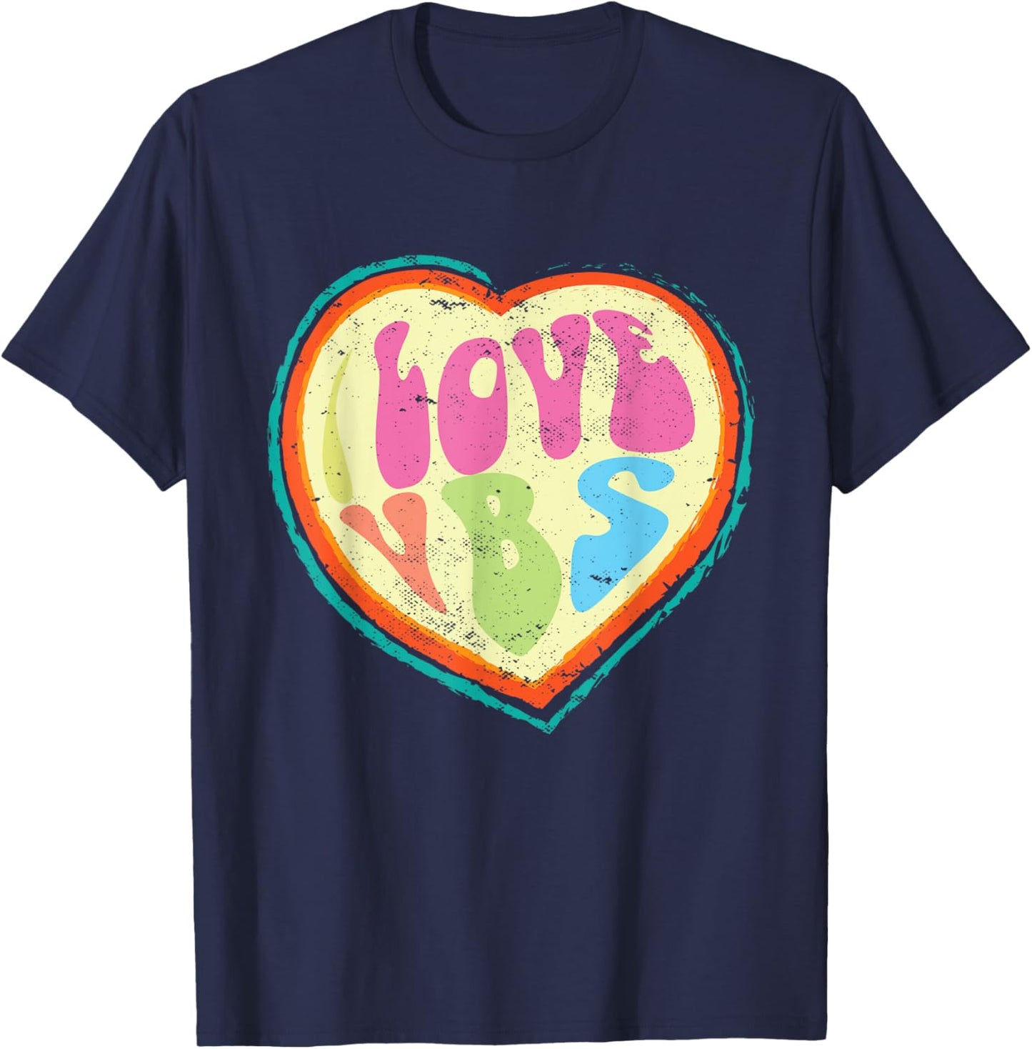 I Love VBS Hearts Vacation Bible School Crew Bible Study T-Shirt - T-Shirt | Navy