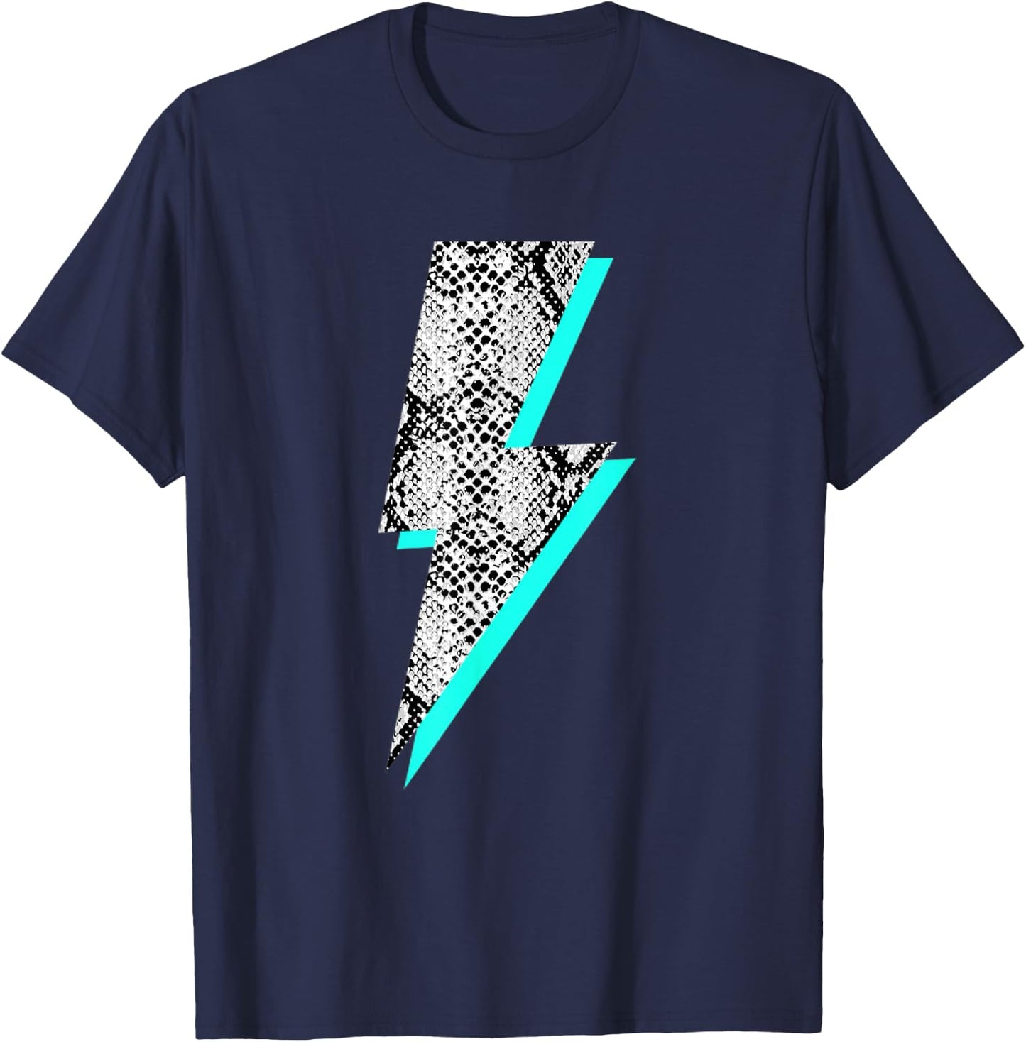 Snakeskin Lightning Bolt Animal Print T-Shirt - T-Shirt | Navy