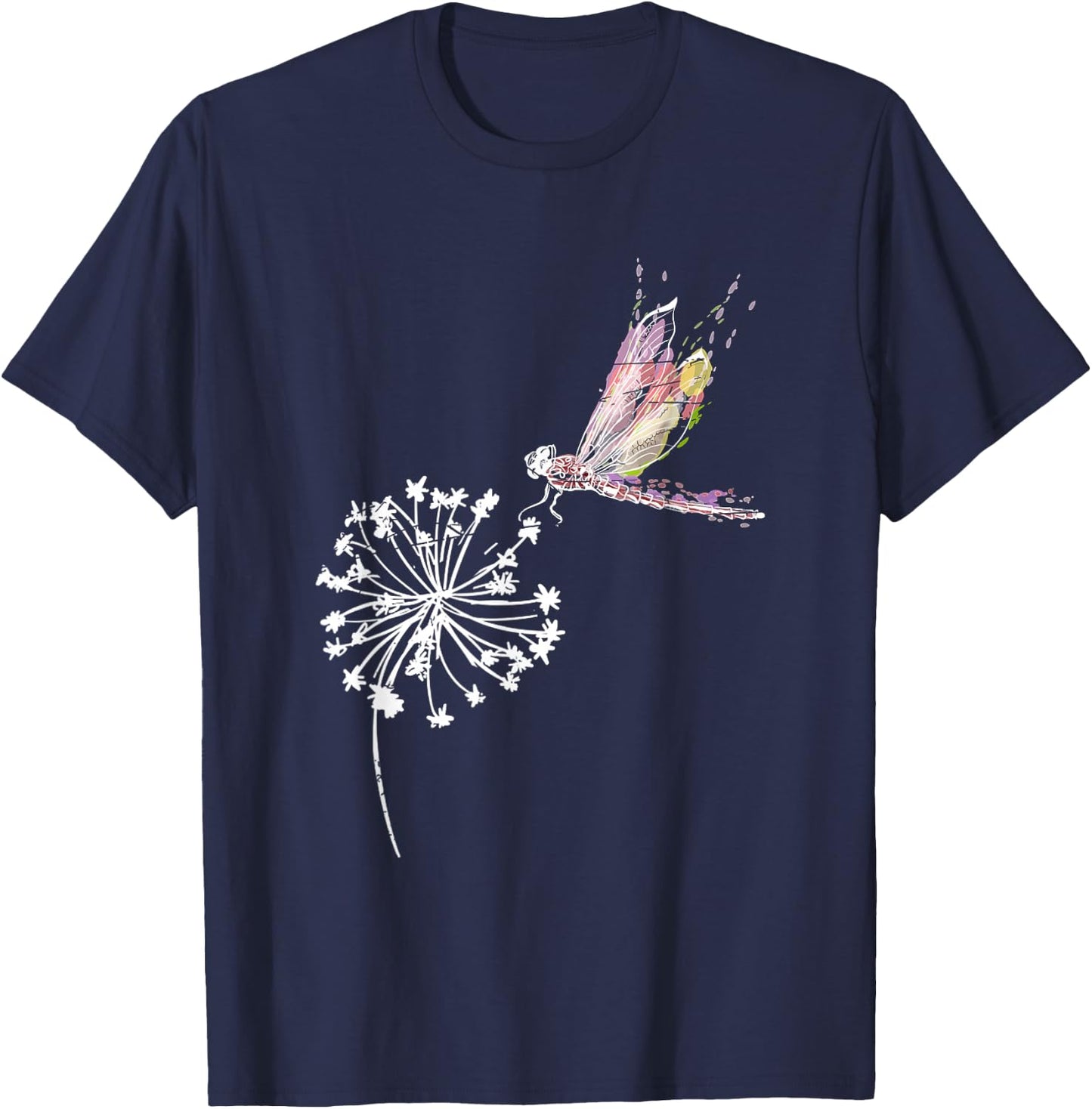 Dandelion Dragonfly Wildlife Gift Insect Dragonfly T-Shirt - T-Shirt | Navy
