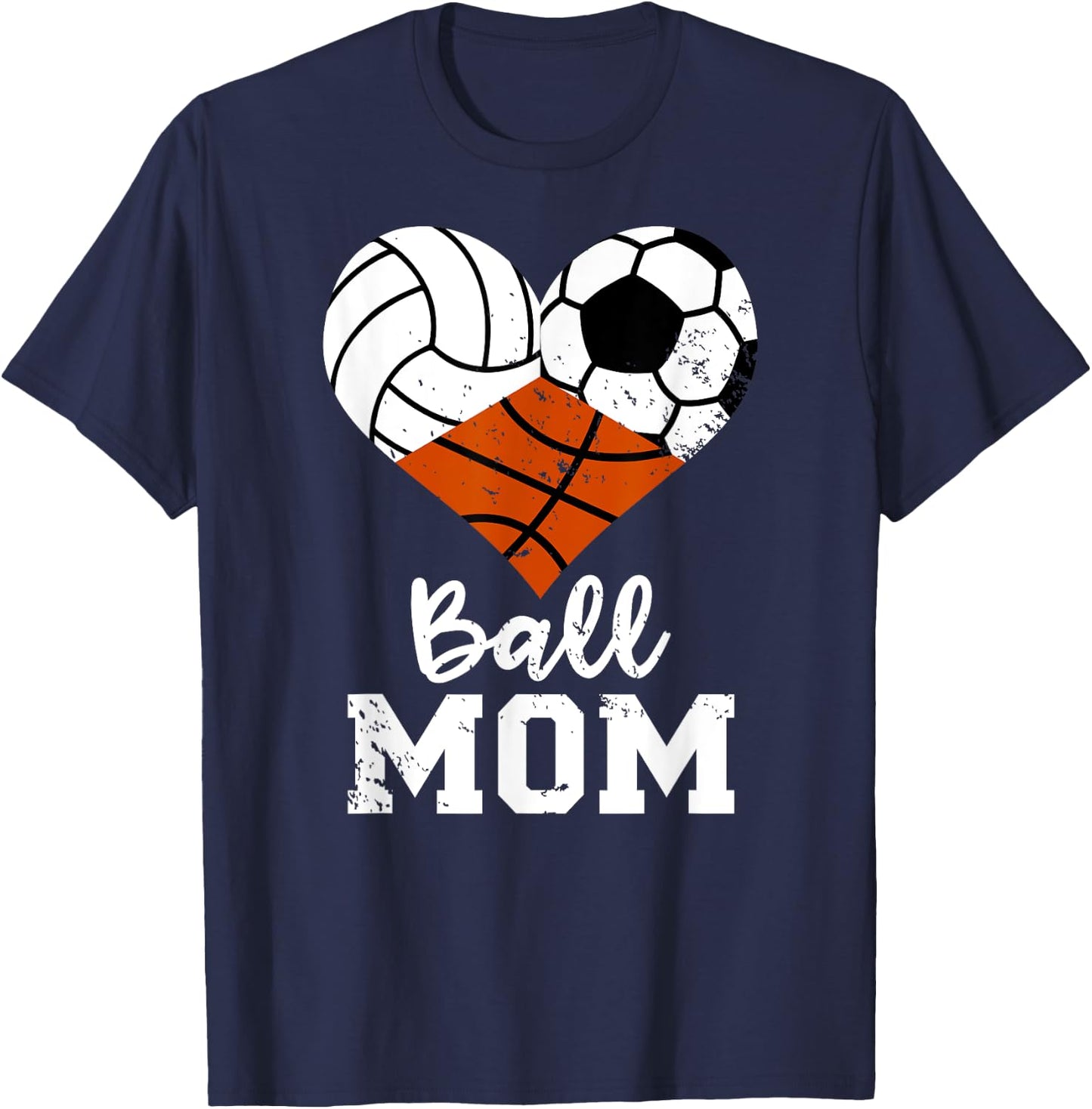 Ball Mom Funny Volleyball Soccer Basketball Mom T-Shirt - T-Shirt | Navy