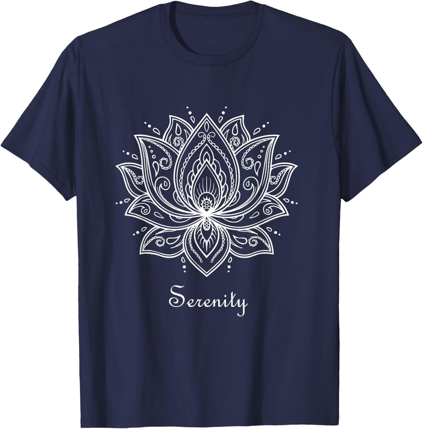 Serenity Lotus Flower Spiritual Yoga Meditation Namaste T-Shirt - T-Shirt | Navy