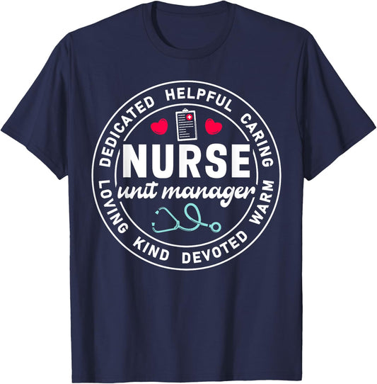 Nurse Unit Manager Appreciation Heart Stethoscope T-Shirt - T-Shirt | Navy