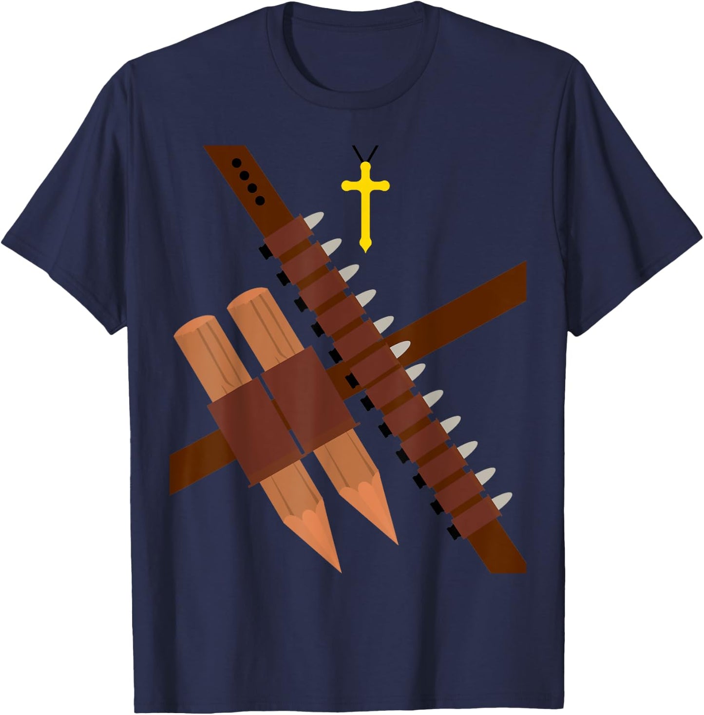 Vampire Hunter Halloween Costume, Silver Bullets and Stakes T-Shirt - T-Shirt | Navy