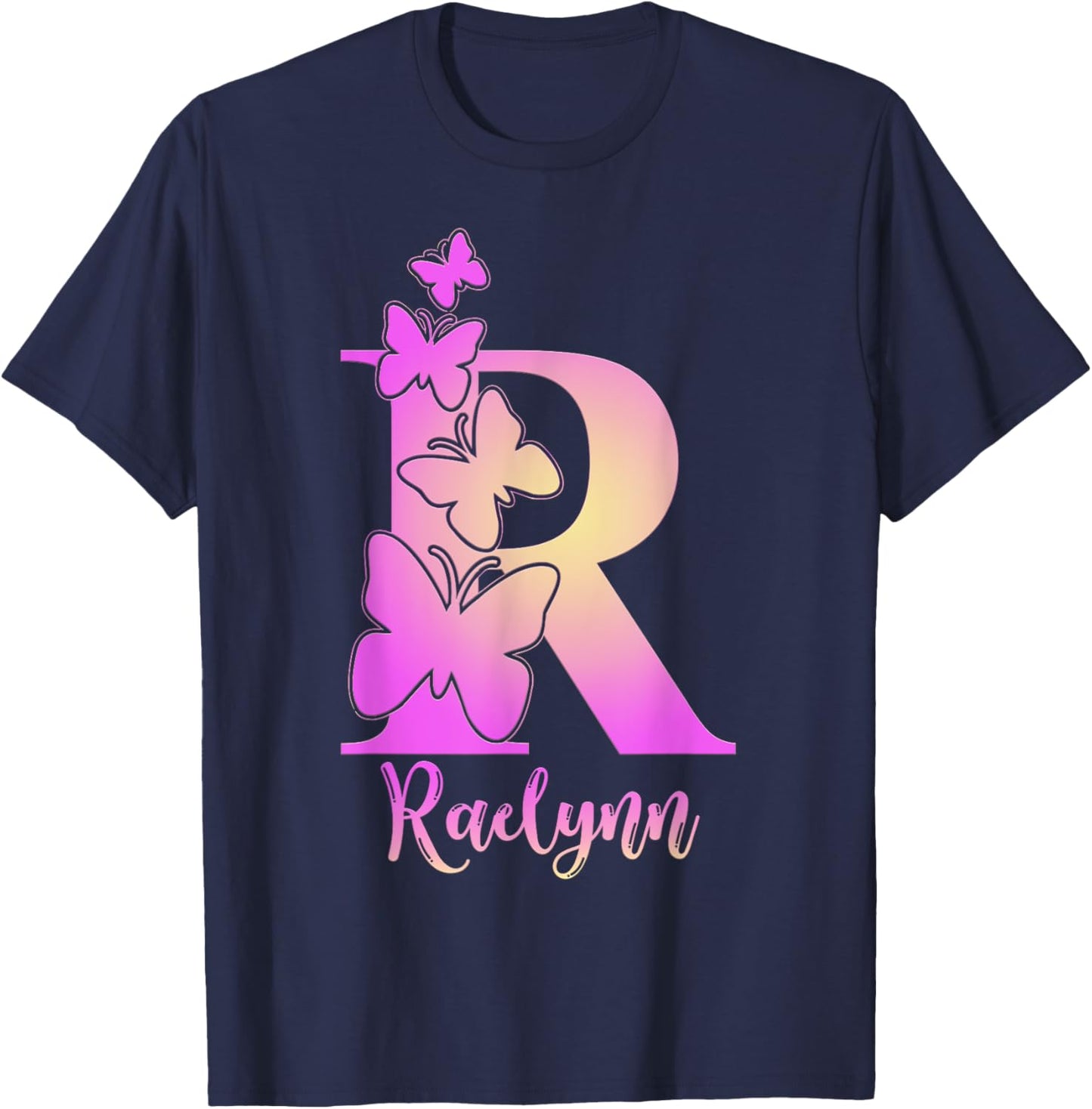 Raelynn, cute personalized butterfly custom kids girls name T-Shirt - T-Shirt | Navy
