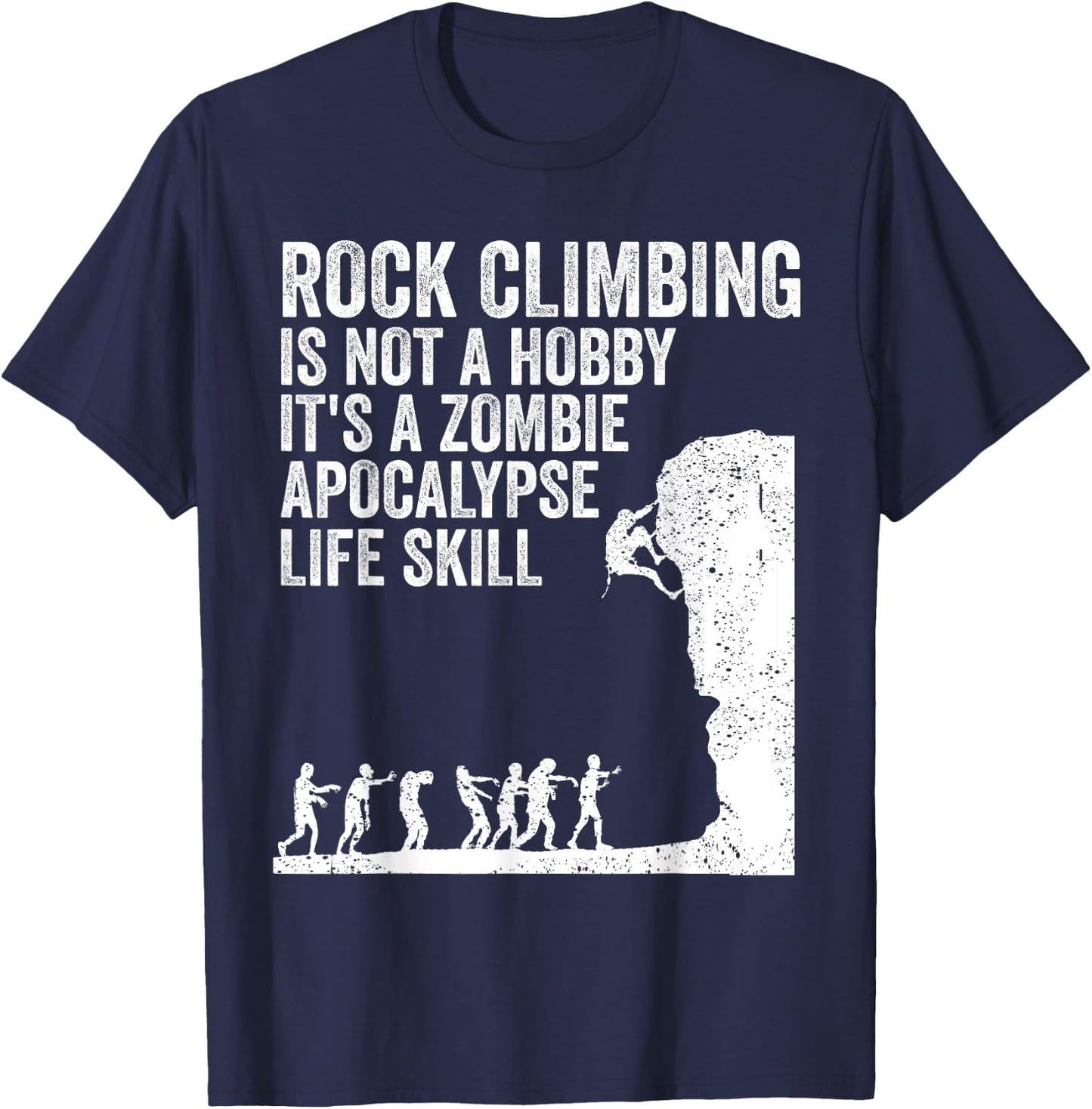 Funny Rock Climber Gift Women Cool Zombie Climbing T-Shirt - T-Shirt | Navy