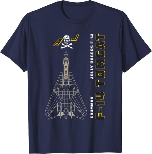 F-14 Tomcat Jolly Rogers VFA-103 Jet Airplane Profile T-Shirt - T-Shirt | Navy